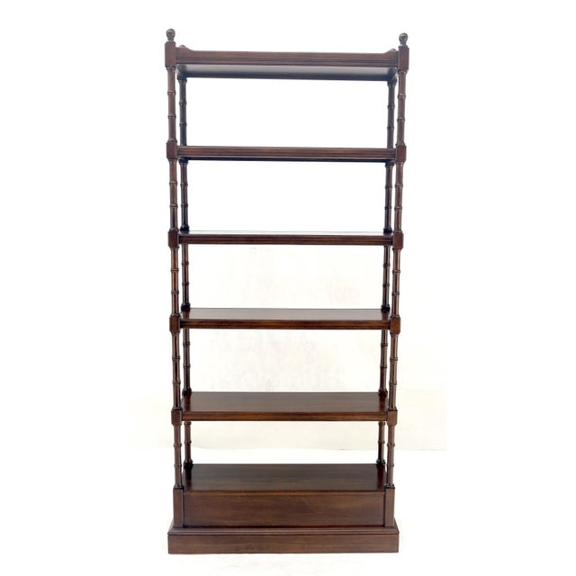 Art Nouveau Faux Bamboo 6 Tier One Drawer Etagere Solid Cherry MINT For Sale - Image 3 of 13