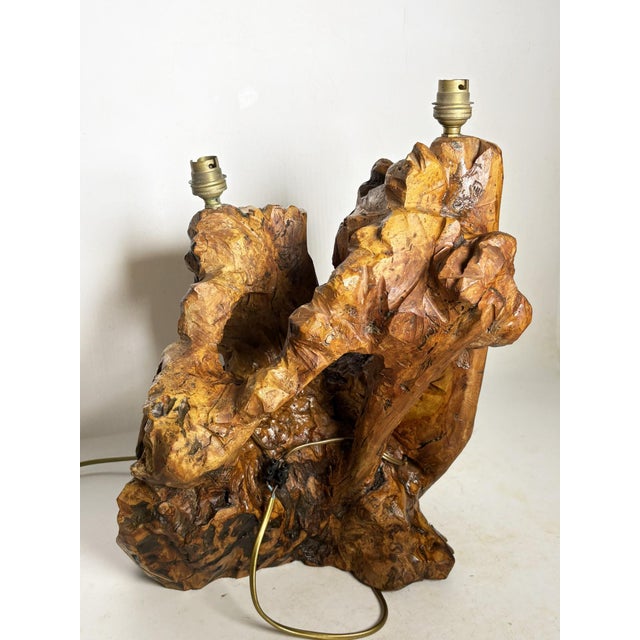 Large Olive Wood Lamp, France, 1960 For Sale - Image 11 of 15