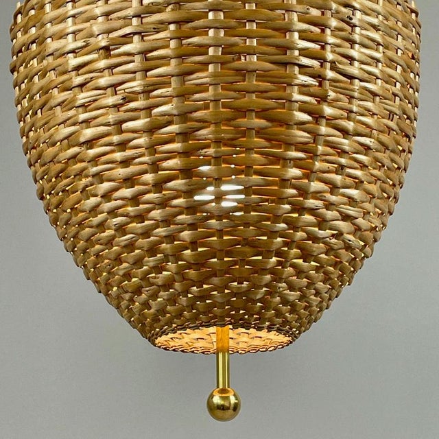 Mid-Century Rattan and Brass Pendant Light, Sweden, 1950s For Sale - Image 16 of 18