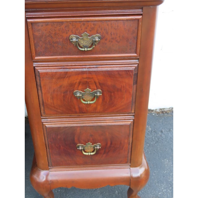Tall Narrow Queen Anne Burl Walnut Nightstands End Bedside Tables a Pair 6659 For Sale - Image 13 of 18