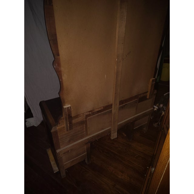 Antique 1930's Art Deco Walnut Waterfall Vanity With Original Mirror For Sale - Image 4 of 5