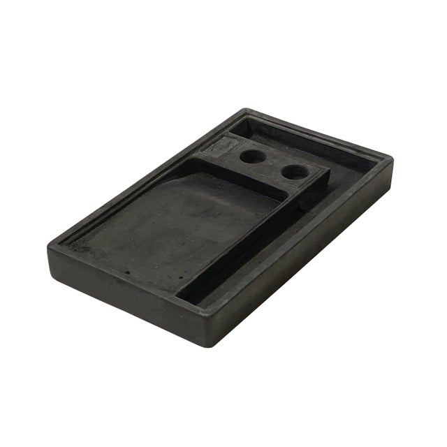 Large Oriental Asian Plain Rectangular Ink Stone Ink Well Dip Pad For Sale - Image 4 of 5
