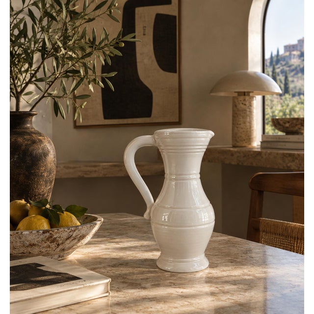1950s Mid-Century Modern Pol Chambost White Glazed "Bourgogne" Ceramic Pitcher For Sale - Image 6 of 6
