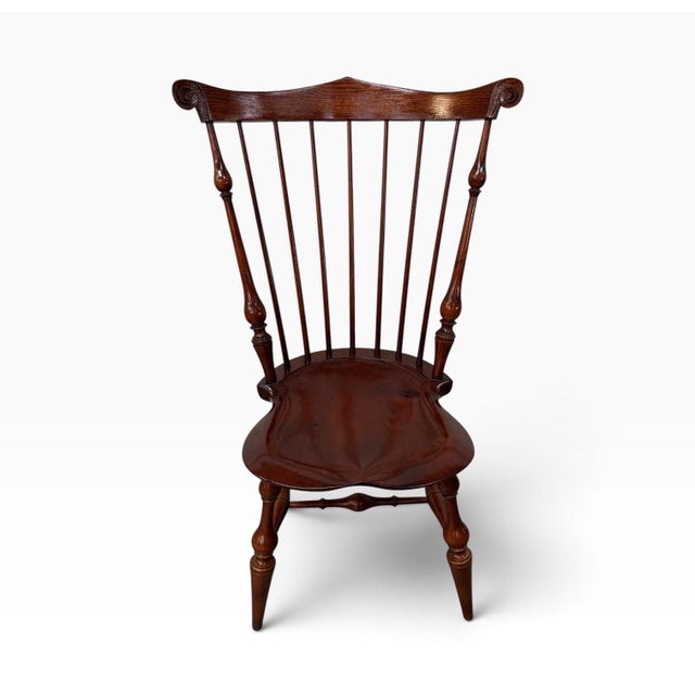 1990s Vintage Dr Dimes Windsor Style Oak & Solid Cherry Dining Chairs - Set of 4 For Sale - Image 5 of 11