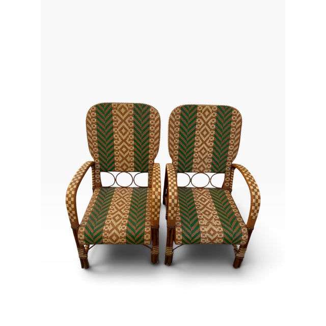 Rattan Armchairs in the style of Audoux Minet, France, 1950s, Set of 2 For Sale - Image 18 of 18