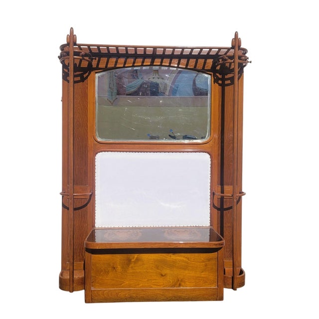 Art Nouveau Wooden Entryway Coat Rack For Sale - Image 17 of 17