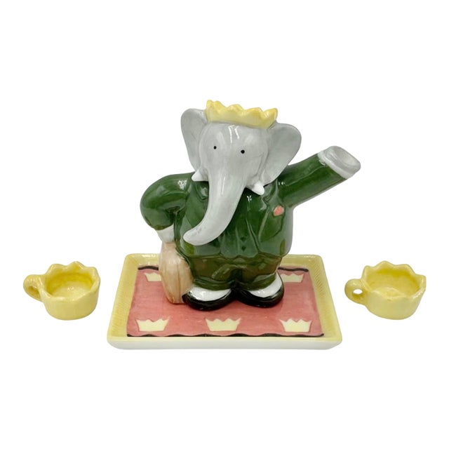 Vintage Babar Elephant Miniatuare Tea Set For Sale