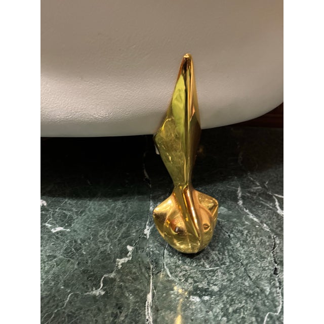 Kohler Birthday Bath Cast Iron Clawfoot Tub With Brushed Gold Brass Finishes For Sale - Image 11 of 12