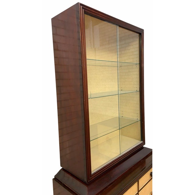 Art Deco Paul Frankl for Johnson Furniture Mahogany & Cork Buffet Cabinet For Sale - Image 11 of 12
