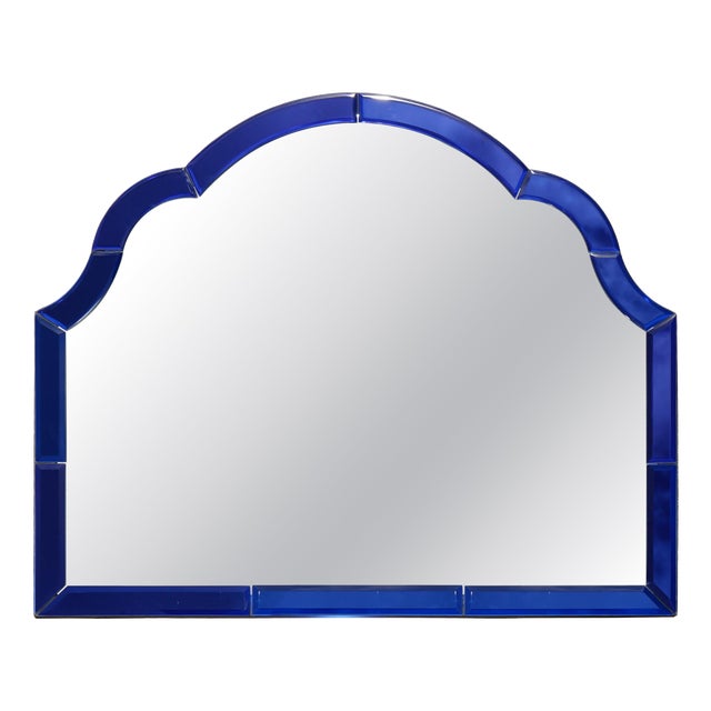 Mid-Century Modern Style Cobalt Blue Wall-Mounted Mirror, Italy For Sale