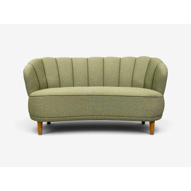 Mid-Century Modern Asko, Sofa, Green Fabric, Lacquered Wood, Finland, 1950s For Sale - Image 3 of 10