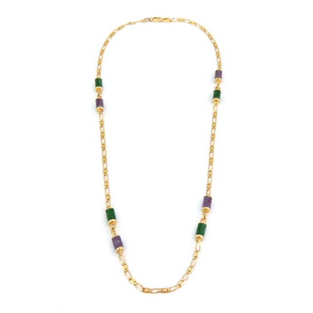 Contemporary Cylinder Enamel 18k Chain Purple GreenYellow Gold For Sale - Image 3 of 5