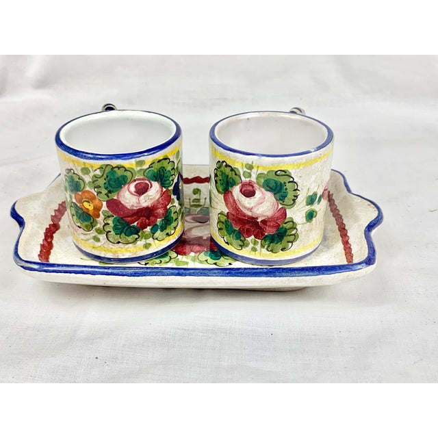 Lovely vintage Deruta pottery set. Comes with a tray and two small expresso cups. Made by Deruta pottery in Italy. Lovely...