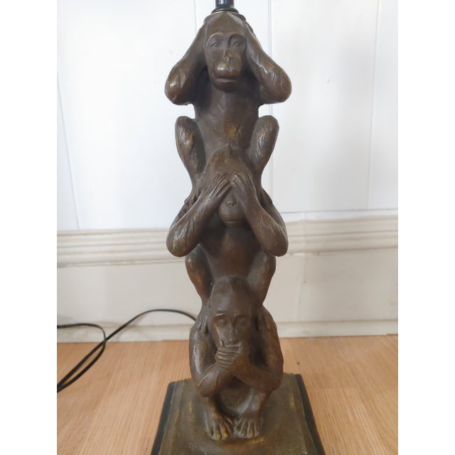 Vintage Three Monkeys Table Lamp For Sale In New York - Image 6 of 13