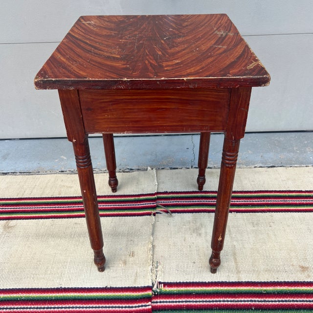 Antique Faux Mahogany Paint Decorated Pennsylvania Sheraton Side Table, Attributed to John Rupp, Hanover, Pa, Circa 1860's For Sale - Image 10 of 12