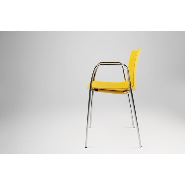 Mid-Century Yellow Chair with Metal Frame and Plastic Seat, Belgium For Sale - Image 4 of 12