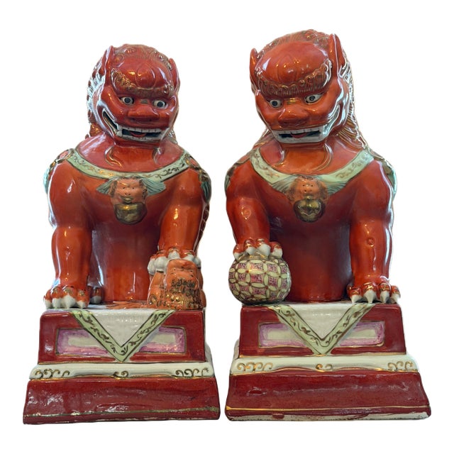 Iron Red 20th Century Foo Lions For Sale