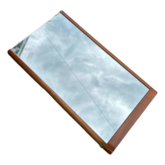 Mid-Century Danish Rectangular Teak Wall-Mounted Mirror For Sale