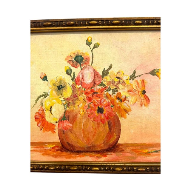 Vintage Floral Still Life Oil Painting – Signed A. Hoodless – Framed Impressionist Flower Art For Sale In Seattle - Image 6 of 8