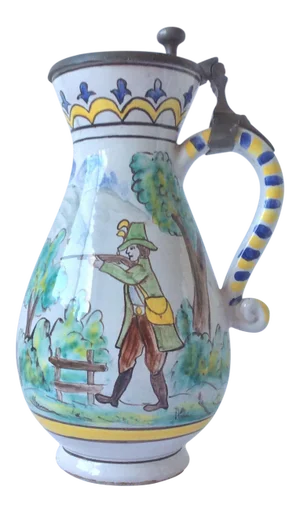 Faience Polychrome Decorated Beer Stein