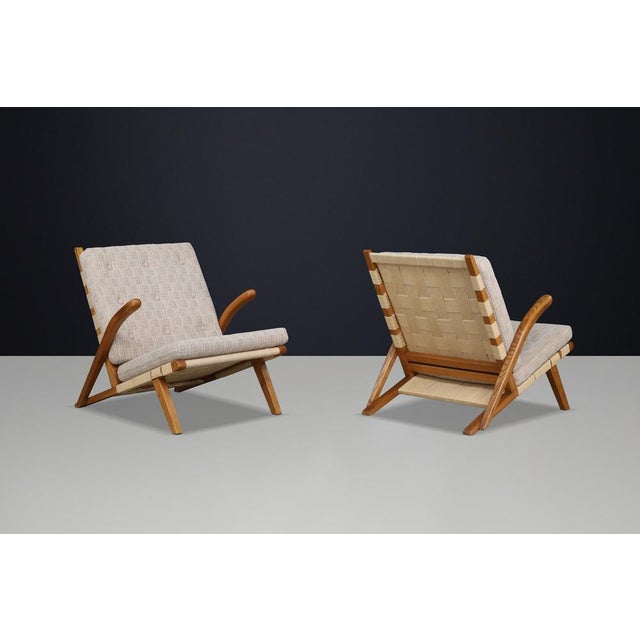 Sculptural Oak Lounge Chairs, Europe, 1960s, Set of 2 For Sale - Image 6 of 14