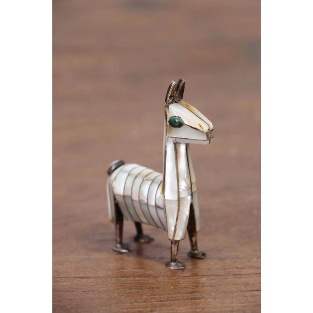 Antique White 1950s Llama Figurine Sterling Silver and Mother of Pearl For Sale - Image 8 of 12