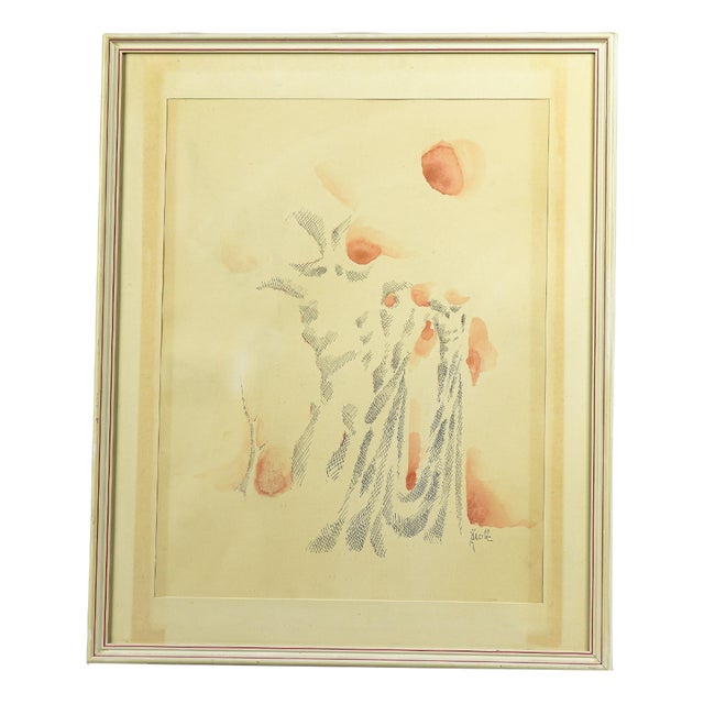 Work on Paper, Italy, 1960, Watercolor & Mixed Media, Framed For Sale