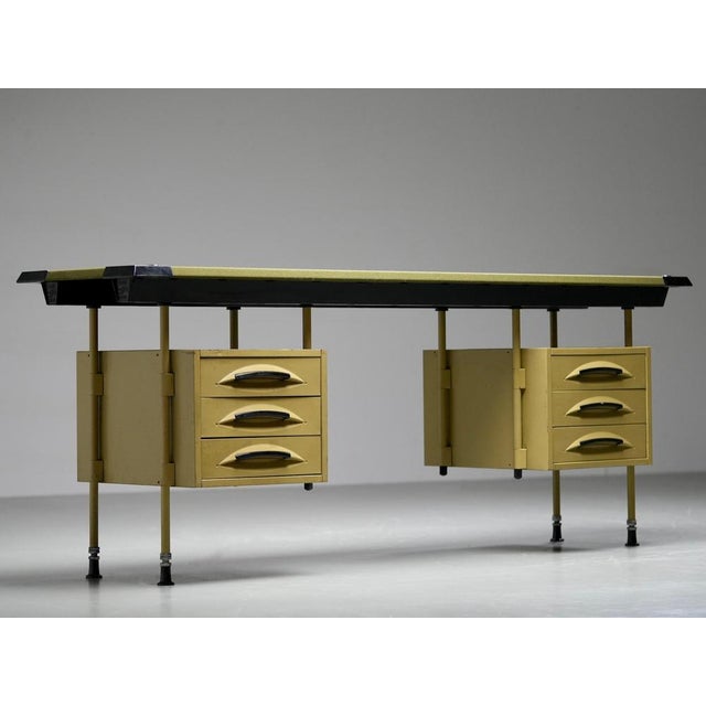 Textile Spazio Desk with Olive Felt Top by Studio BBPR for Olivetti, Italy, 1960s For Sale - Image 7 of 16
