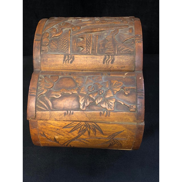 Mid-Century Hand-Carved Camphor Wood Scalloped Chest With Brass Latch For Sale - Image 14 of 18