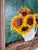 Sunflower Acrylic Painting in Wooden Frame, Original Floral Wall Art, Yellow Flowers Still Life, Small Framed Painting, 9.4 X 11.8 Inches For Sale - Image 4 of 4