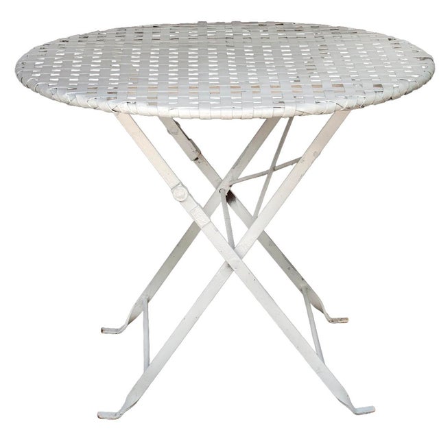 Mid 20th Century Antique Folding Garden Table W/Iron Lattice Top For Sale - Image 5 of 8