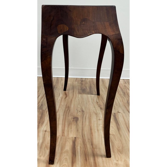 Wood Italian Saber Leg Burlwood Console Table or Writing Desk For Sale - Image 7 of 17