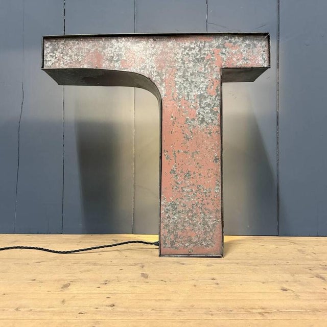 Large Zinc Letter T with Lighting from America For Sale - Image 10 of 18