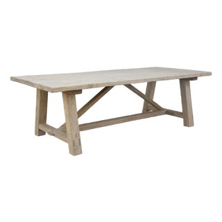 Reclaimed Bleached Elm Trestle Dining Table For Sale