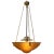 Metal French Art Deco Brass and Etched Ochre Glass Pendant Light, 1920s For Sale - Image 7 of 10
