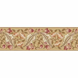 Morris & Co. Bluebell & Peony Border Wallpaper in Gold/Madder For Sale