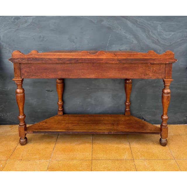 Spanish Oak Console Table With Drawer and Shelf, 20th Century For Sale - Image 14 of 14