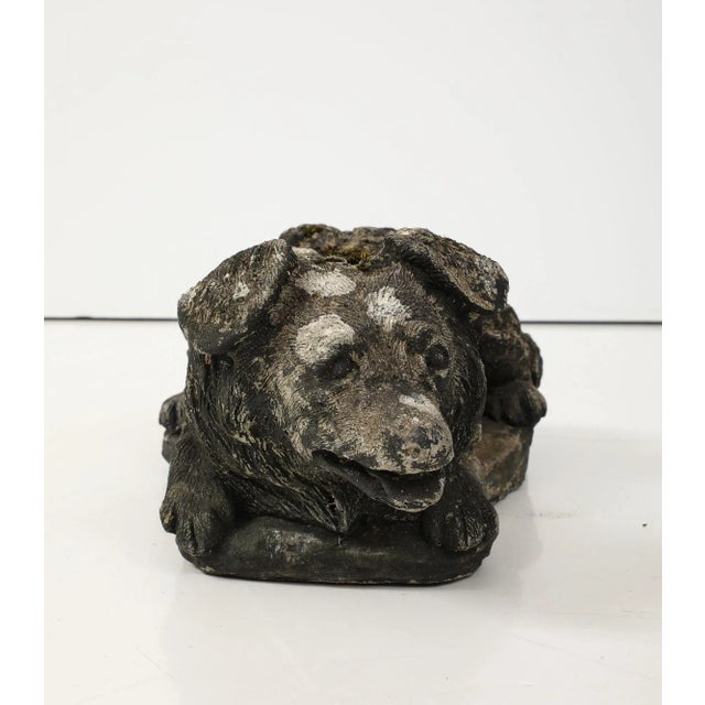 20th Century Reconstituted Black Stone Dog Garden Ornament, England For Sale - Image 4 of 9