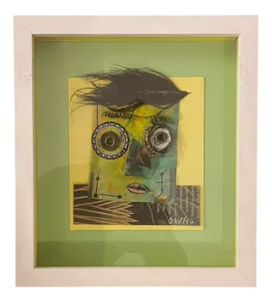 Ovidio Wain, Collage Composition, 1960s, Mixed Media on Panel, Framed