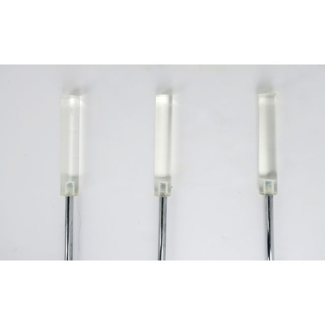 Chrome Albrizzi Style Metal Chrome and Lucite Fireplace Tools, Set, Late 20th Century For Sale - Image 8 of 10