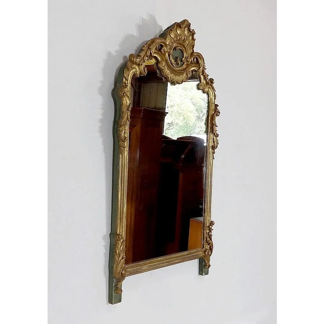 Wood Louis XV Gold Wooden Rock Mirror, 1900s For Sale - Image 7 of 14
