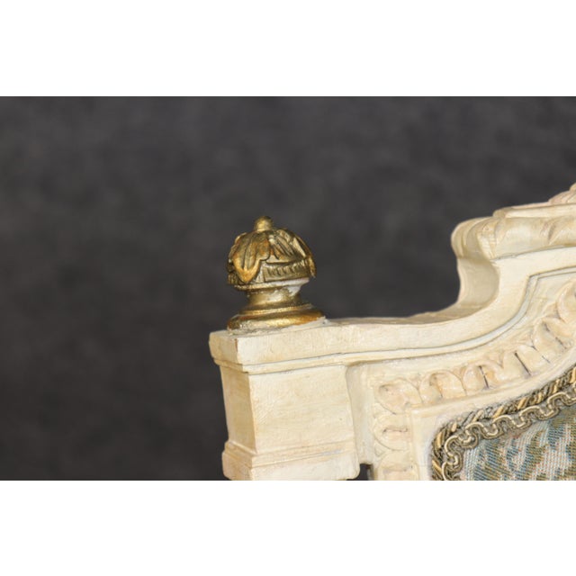Early 20th C Pair Louis XVI Style Creme Painted W/ Gold Accent Armchairs For Sale In Philadelphia - Image 6 of 15