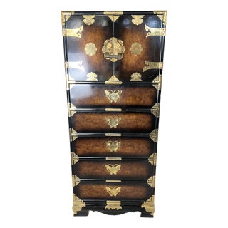 Korean Asian Bandaji Lingerie Chest Brass Butterfly Hardware For Sale