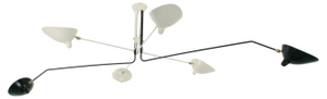 Ceiling Lamp with Six Rotating Arms in Black and White by Serge Mouille