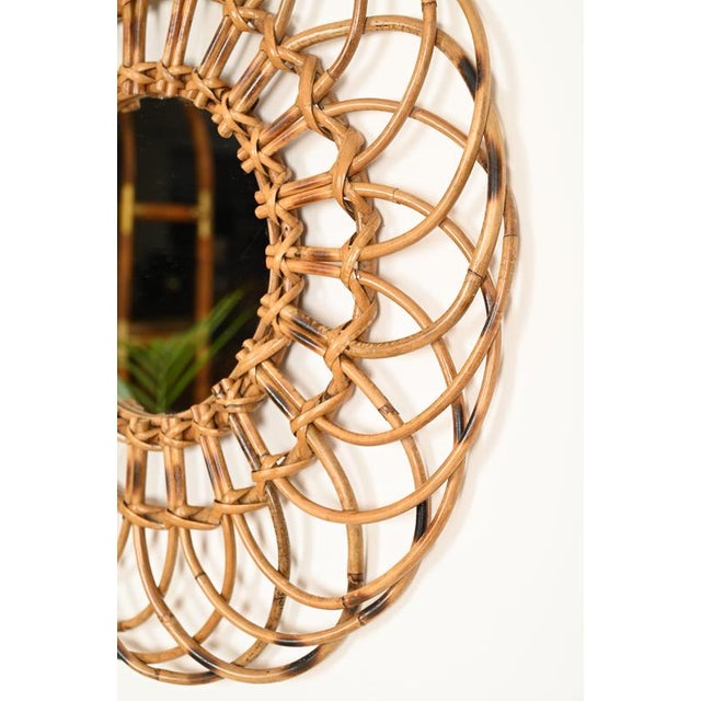 Gold Round Organic Mirror in Rattan and Wicker by Franco Albini, Italy, 1960s For Sale - Image 8 of 13