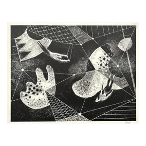 Richard Hood (1910-1995) - Vintage Abstract Circus Lithograph, Signed (C. 1951)