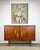 American of Martinsville Mid Century Modern Walnut, Cane & Brass Credenza / Media Stereo Cabinet Restored For Sale - Image 4 of 12