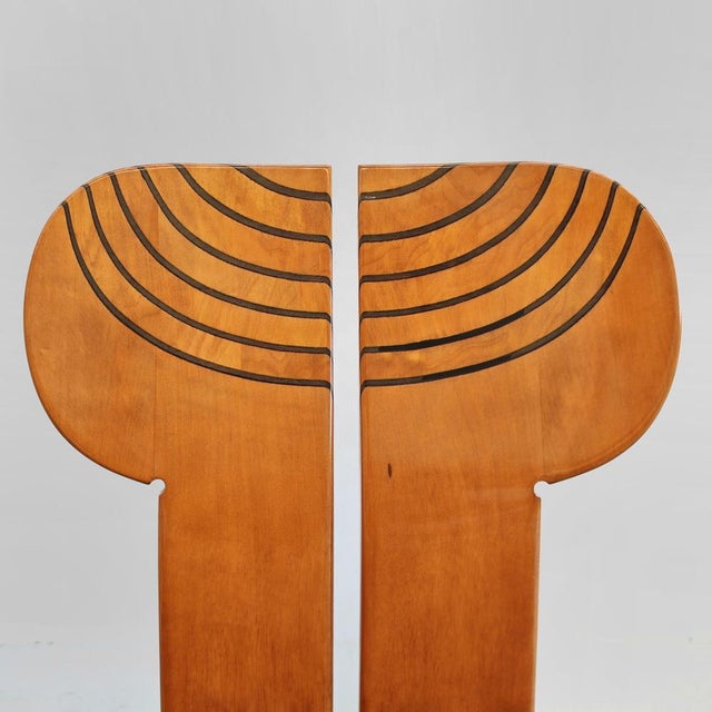 Brown Artona Series Africa Chairs in Light Walnut and Leather by Afra and Tobia Scarpa for Maxalto, 1970s, Set of 4 For Sale - Image 8 of 18
