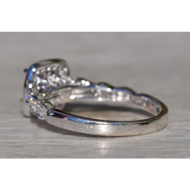 Silver The Llanfair: Ladies 14K Mystery Set Diamond Engagement Ring and Wedding Band Bridal Set For Sale - Image 8 of 12