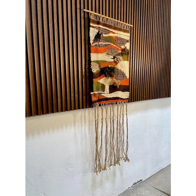 1960s Spanish Hand-Woven Macramé Wall Tapestry, 1960s For Sale - Image 5 of 10